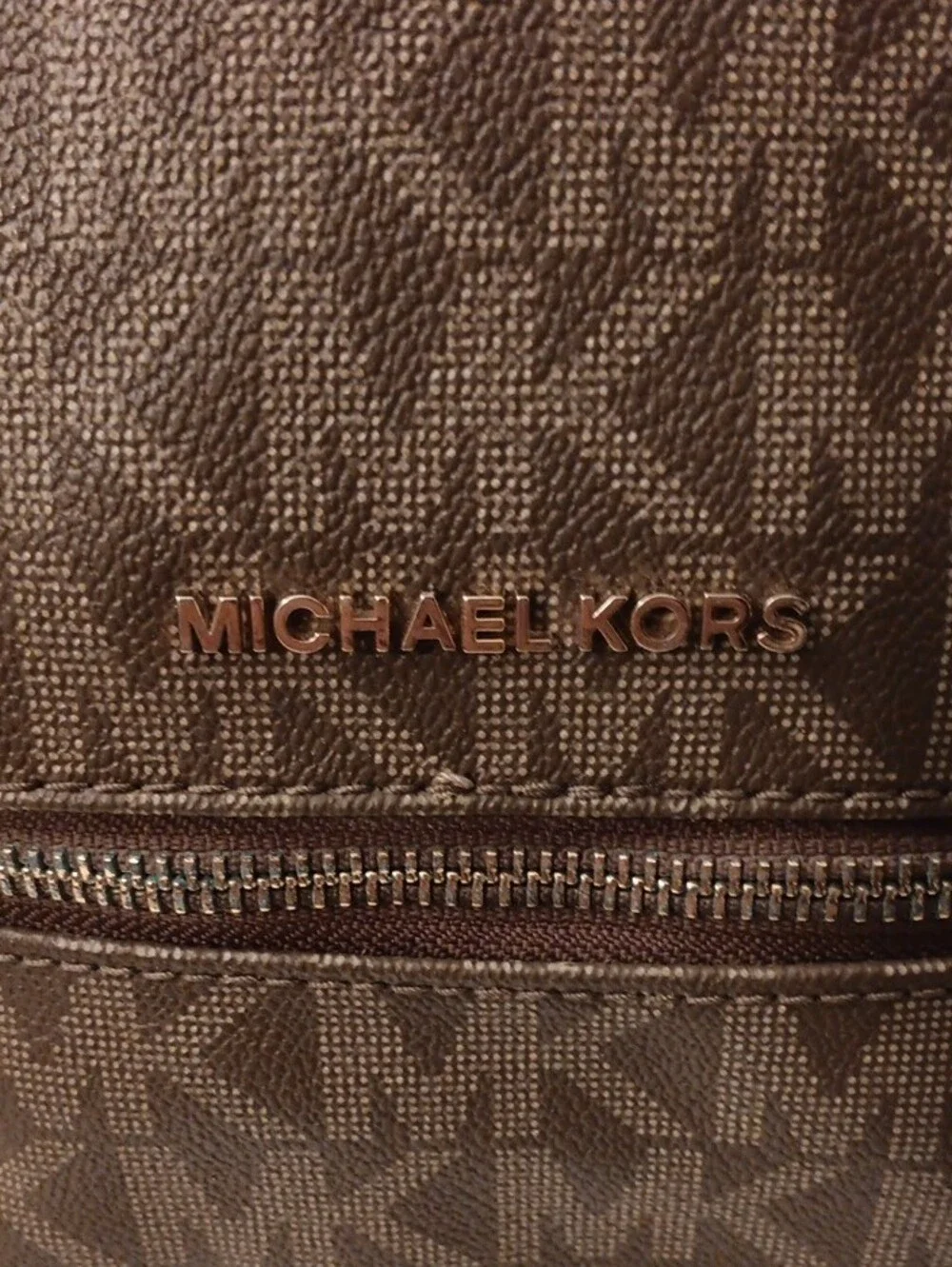Michael Kors Brown Logo Mid Mini Backpack with Gold Hardware